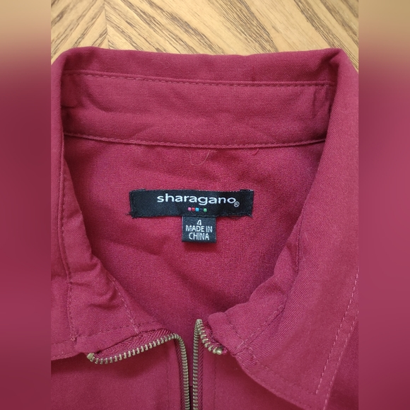 Sharagano Burgundy button zipper tie dress - Picture 3 of 8